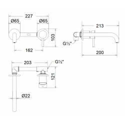 Εντοιχισμένη Μπαταρία Νιπτήρα Αναμεικτική Ορειχάλκινη La Torre New Tech 12208-100 Χρωμέ